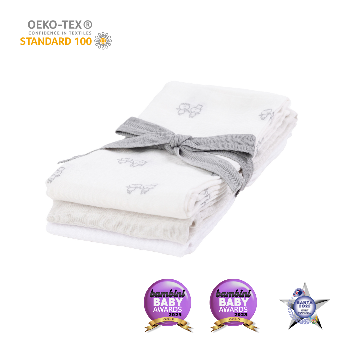 Bamboo Cotton Muslin Squares - 3 Pack