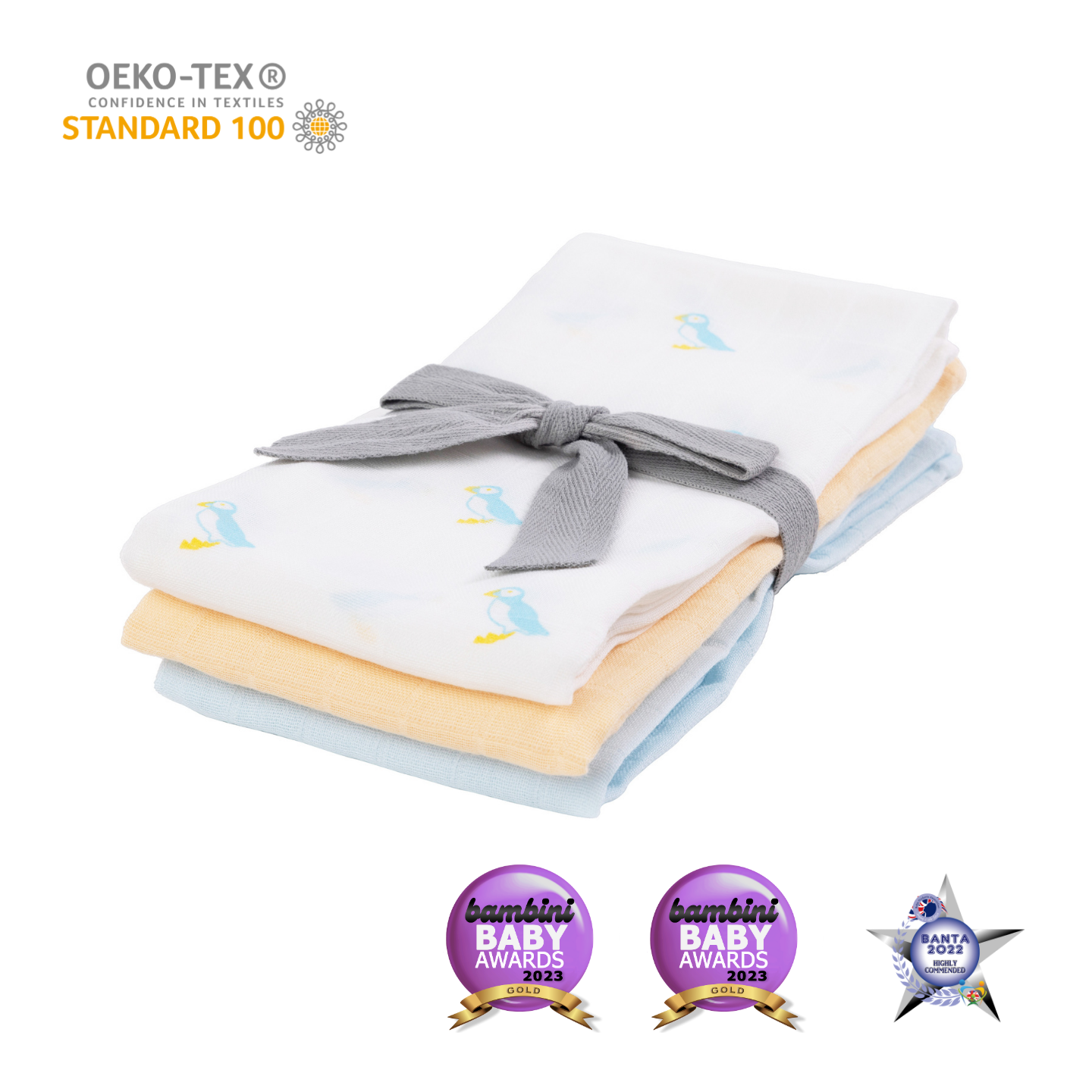 Bamboo Cotton Muslin Squares - 3 Pack